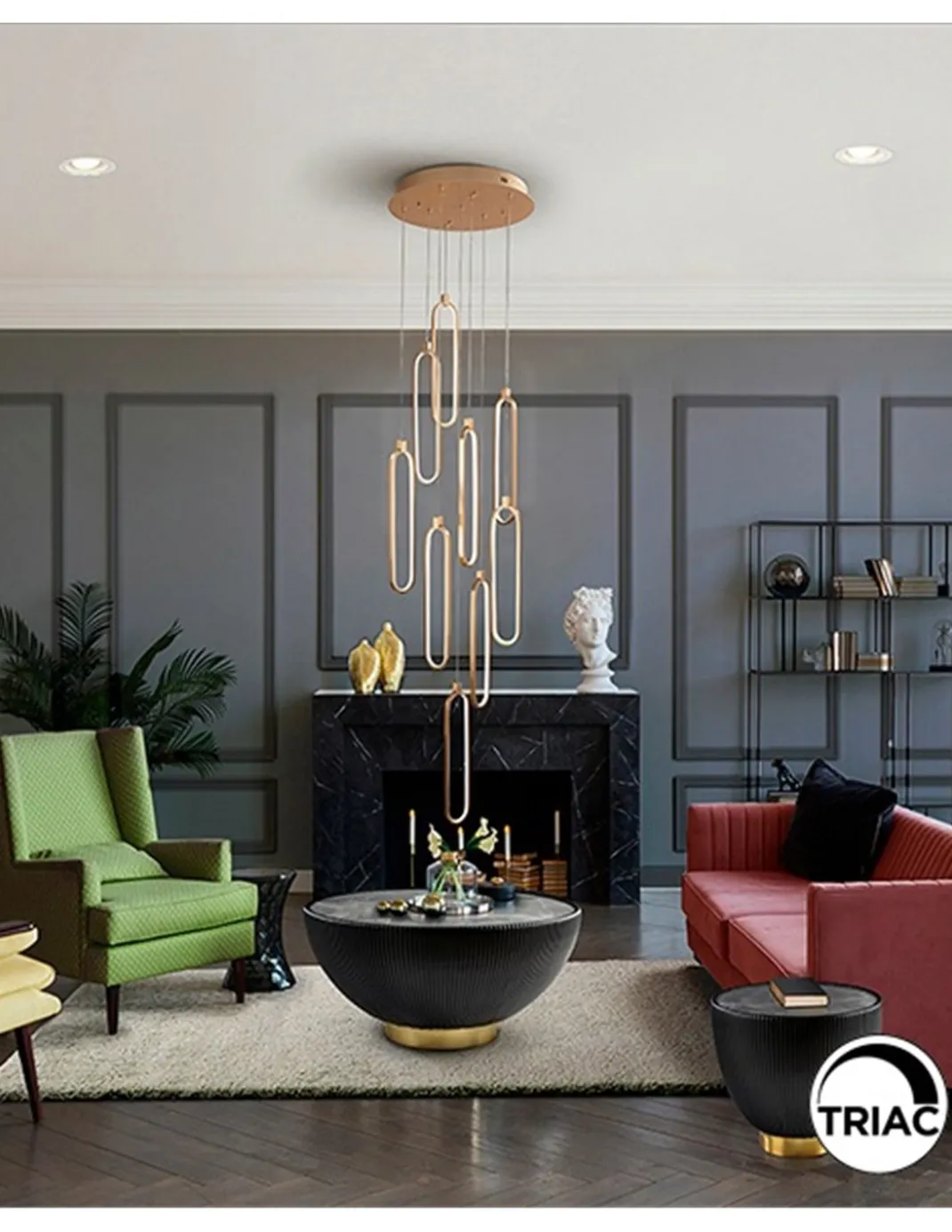 Lámpara colgante Colette – Schuller – Lámpara moderna de 9 luces, LED regulable