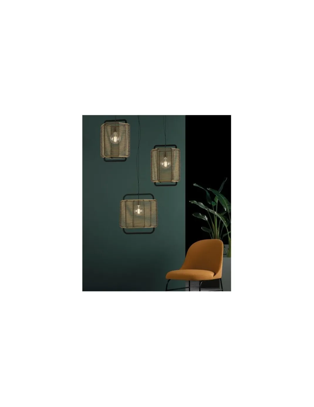 Lámpara colgante Corda - ACB - Diseño boho con pantalla trenzada de cuerda y altura regulable