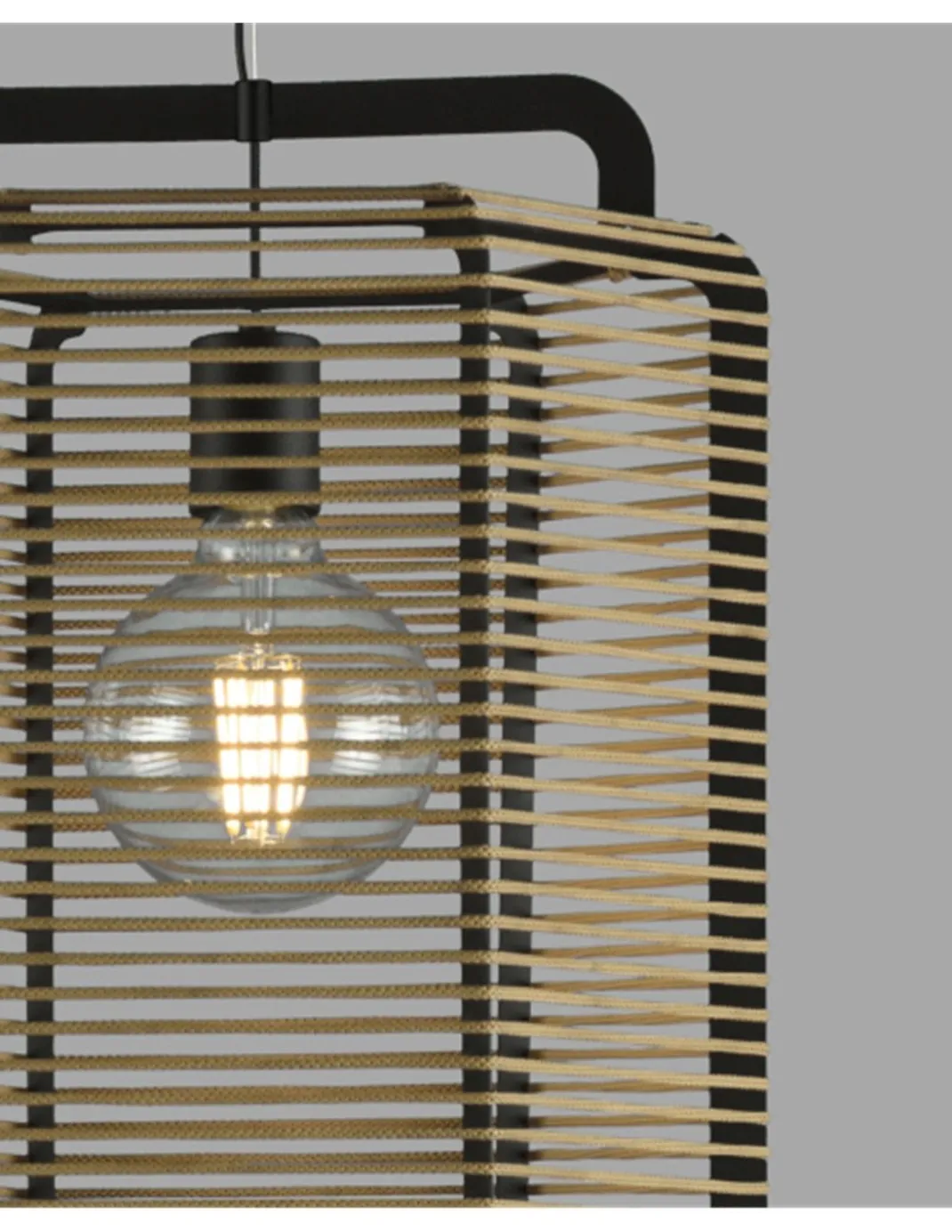 Lámpara colgante Corda - ACB - Diseño boho con pantalla trenzada de cuerda y altura regulable