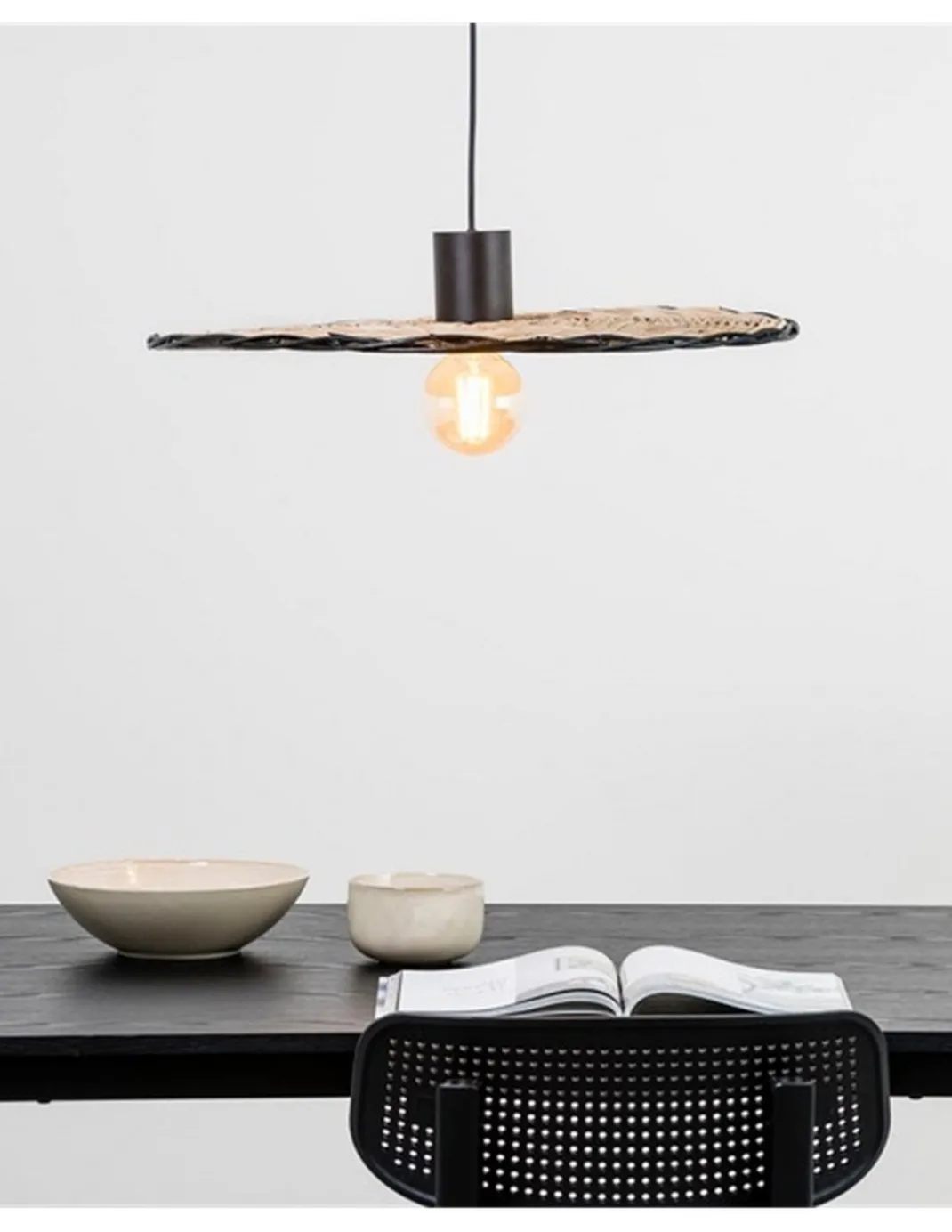 Lámpara colgante Costas – Faro – De ratán, 60-100 cm