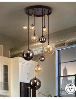 Lámpara colgante Dark – Schuller – Lámpara de 9 luces con tulipas de diferentes tamaños