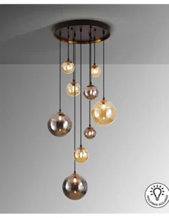 Lámpara colgante Dark – Schuller – Lámpara de 9 luces con tulipas de diferentes tamaños