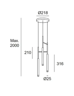 Lámpara colgante de techo Candle – LedsC4 – Disponible en 2 colores, Regulable corte de fase