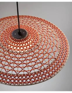 Lámpara colgante de techo Nans – Bover – Lámpara de exterior, Pantallas de fibra sintética tejida a mano, LED regulable Triac