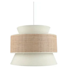 Lámpara colgante de techo Salomon – IDP Lampshades – Diseño natural, pantalla de lino y rafia