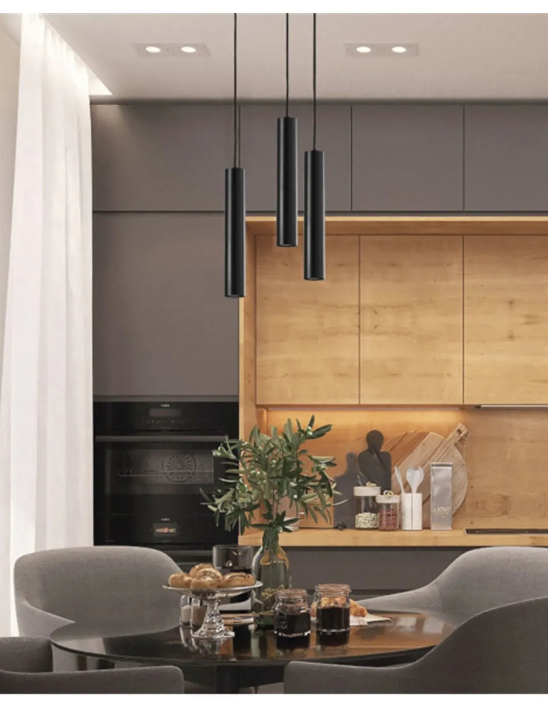 Lámpara colgante de techo Tania - Novolux Lighting. Exo - Lámpara tubular Ø5.5 cm