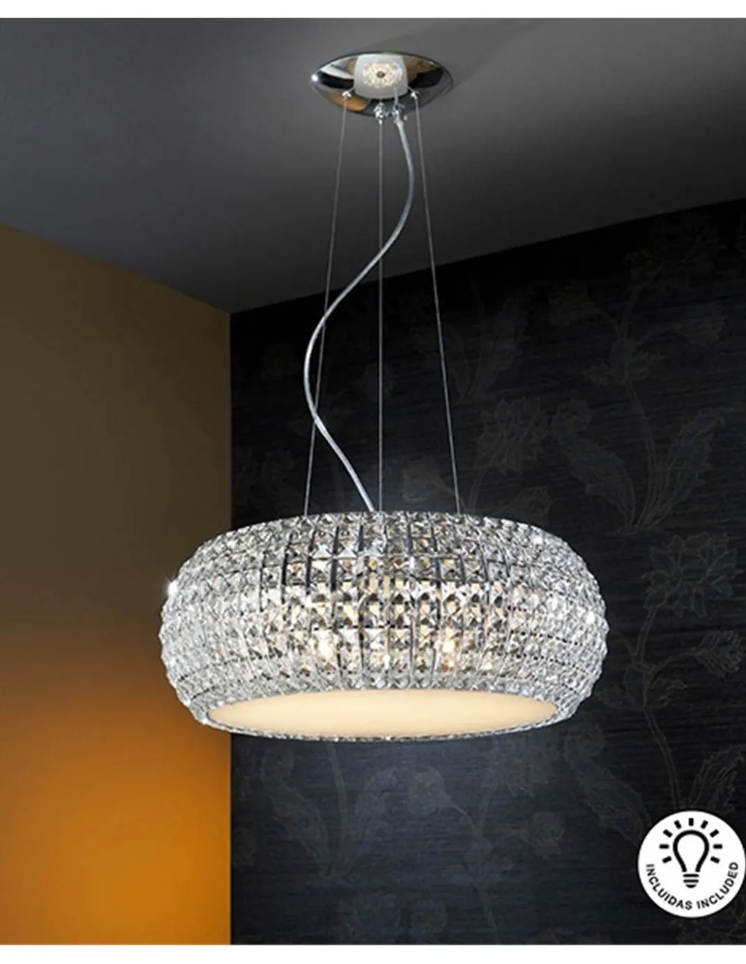 Lámpara colgante Diamond – Schuller – Pantalla de cristal, altura regulable