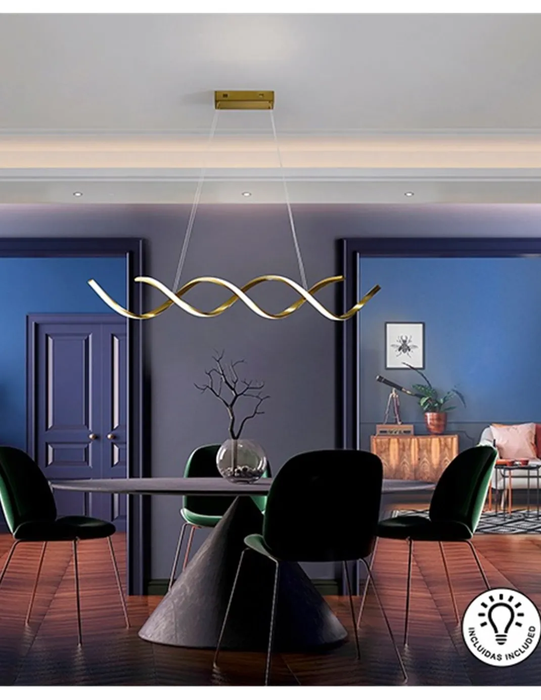 Lámpara colgante Dido – Schuller – Diseño moderno dorado brillante