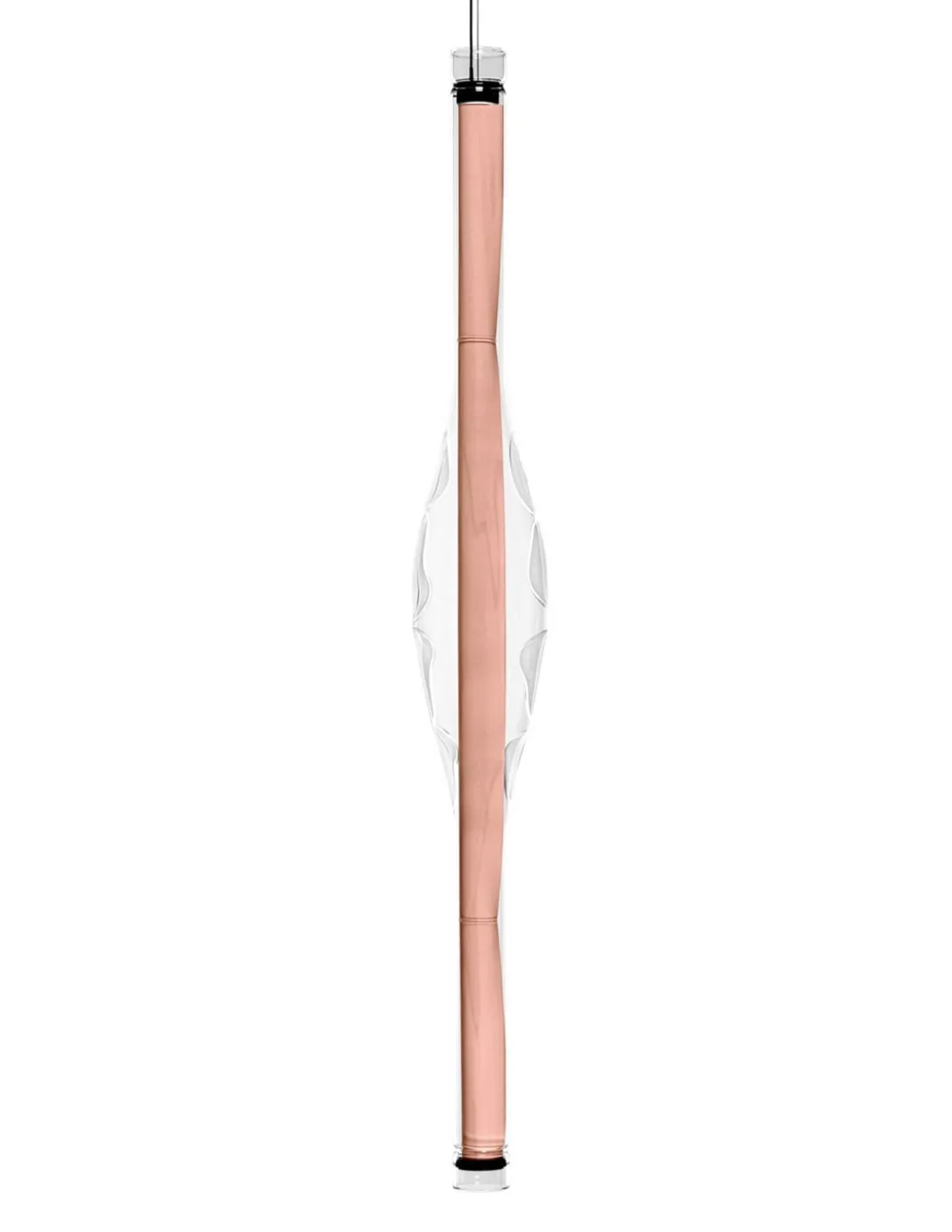 Lámpara colgante Dune Vertical – LZF – Lámpara de madera natural y vidrio soplado, LED regulable, Alto: 120 cm