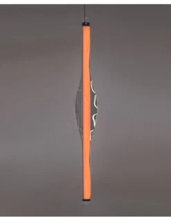 Lámpara colgante Dune Vertical – LZF – Lámpara de madera natural y vidrio soplado, LED regulable, Alto: 120 cm