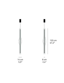 Lámpara colgante Dune Vertical – LZF – Lámpara de madera natural y vidrio soplado, LED regulable, Alto: 120 cm