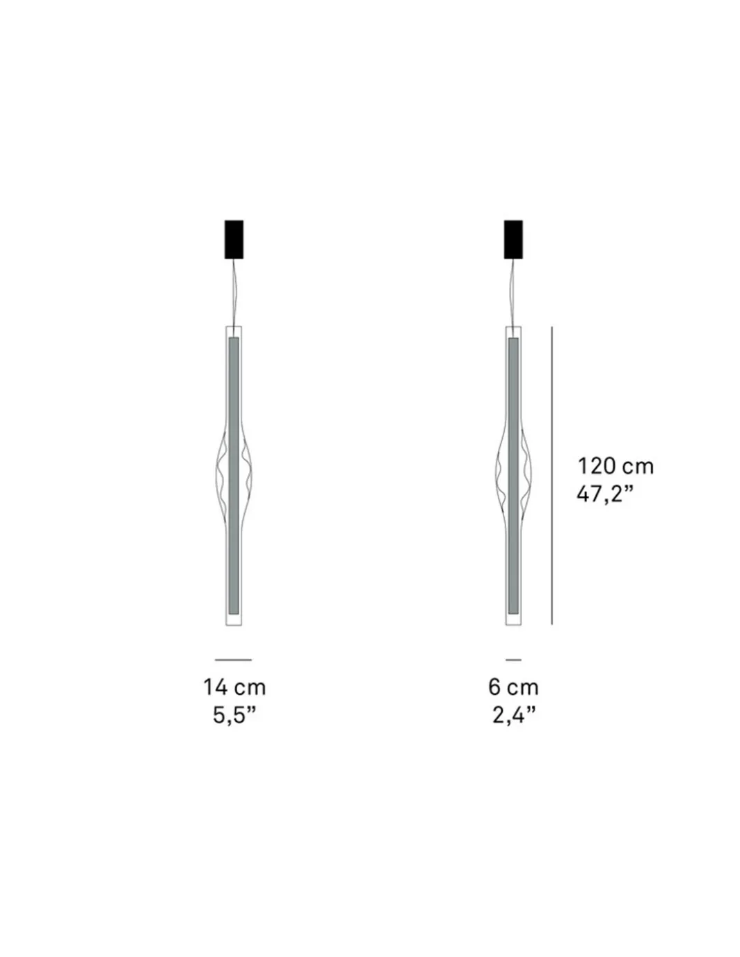 Lámpara colgante Dune Vertical – LZF – Lámpara de madera natural y vidrio soplado, LED regulable, Alto: 120 cm