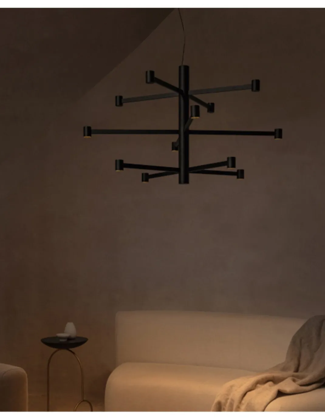 Lámpara colgante empotrable Art Chandelier - Arkoslight - Lámpara minimalista de 3 alturas