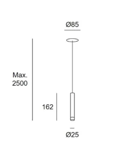 Lámpara colgante empotrable Candle – LedsC4 – Lámpara tipo tubo en 2 colores y tamaños, LED 2700K