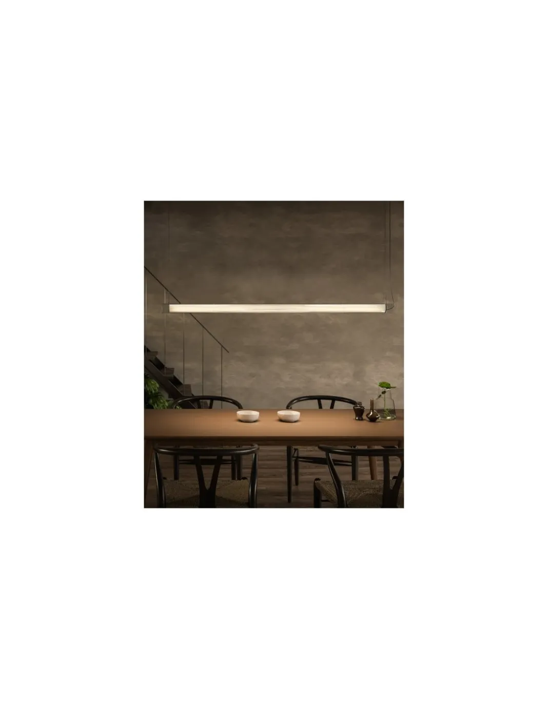 Lámpara colgante Estela - LZF Lamps - Diseño horizontal, lámpara de vidrio borosilicato y madera