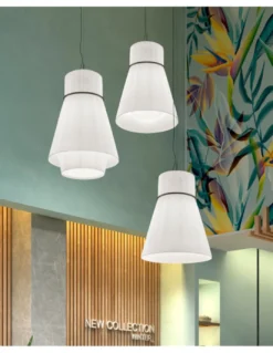 Lámpara colgante Folie S/70.2 – Bover – Pantalla de cinta translúcida, Diámetro: 70 cm