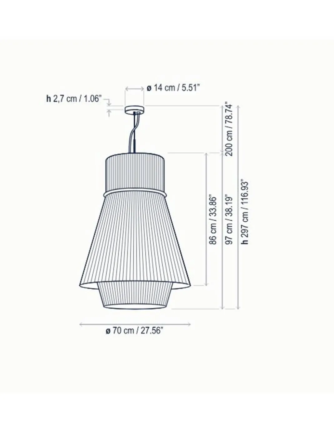 Lámpara colgante Folie S/70.2 – Bover – Pantalla de cinta translúcida, Diámetro: 70 cm