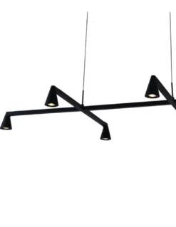 Lámpara colgante África - Mantra - Lámpara horizontal negra con 6 luces