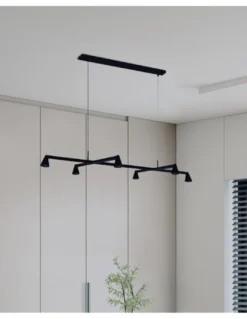 Lámpara colgante África - Mantra - Lámpara horizontal negra con 6 luces