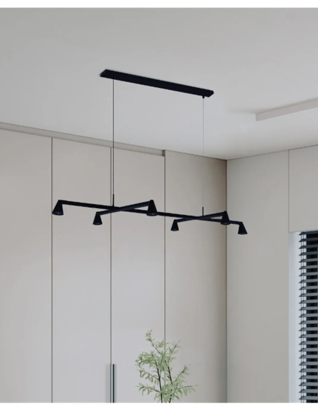 Lámpara colgante África - Mantra - Lámpara horizontal negra con 6 luces