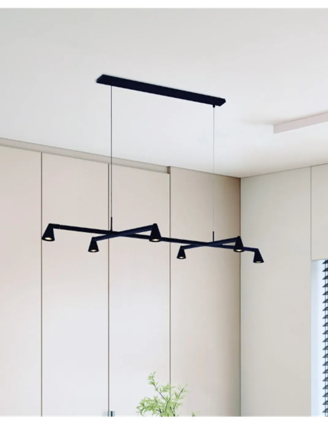 Lámpara colgante África - Mantra - Lámpara horizontal negra con 6 luces