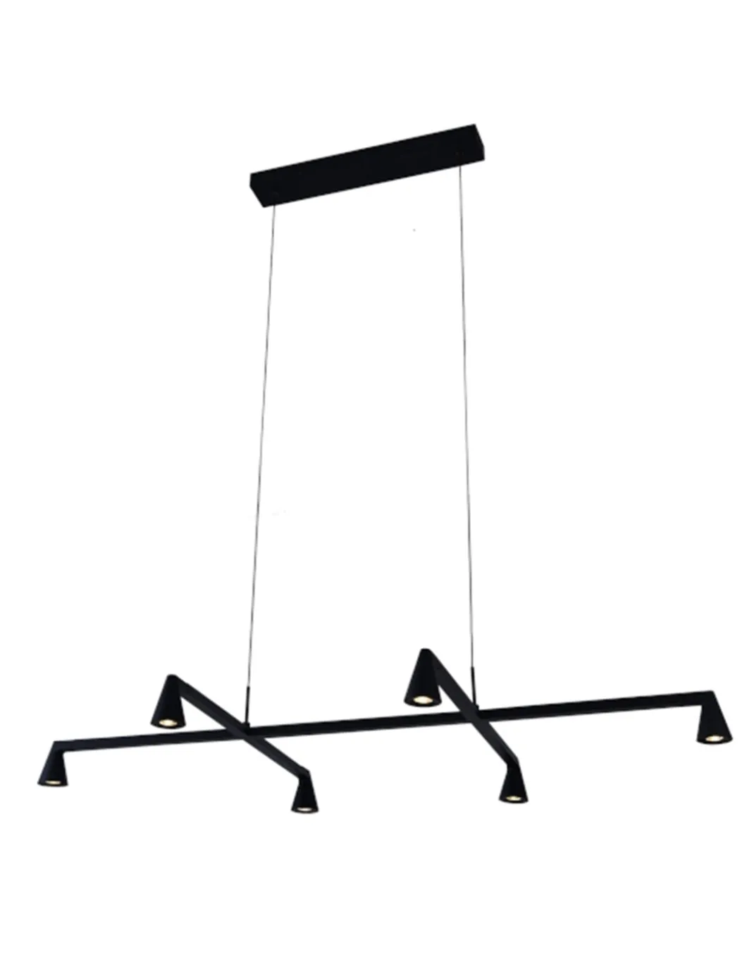 Lámpara colgante África - Mantra - Lámpara horizontal negra con 6 luces