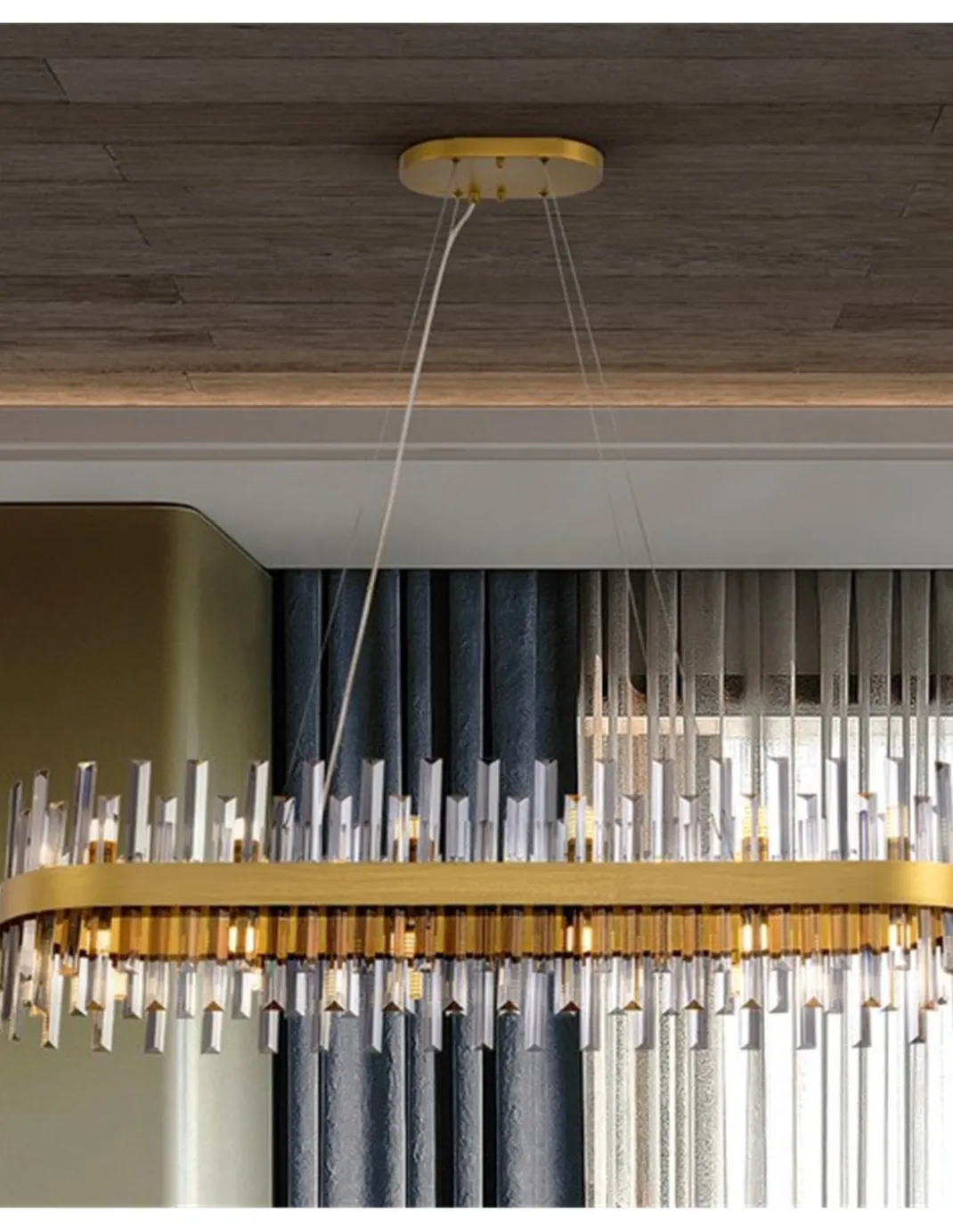 Lámpara colgante Grace - Schuller - Diseño ovalado, barras de cristal