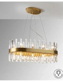 Lámpara colgante Grace – Schuller – Lámpara elegante con barras de cristal, acabado oro