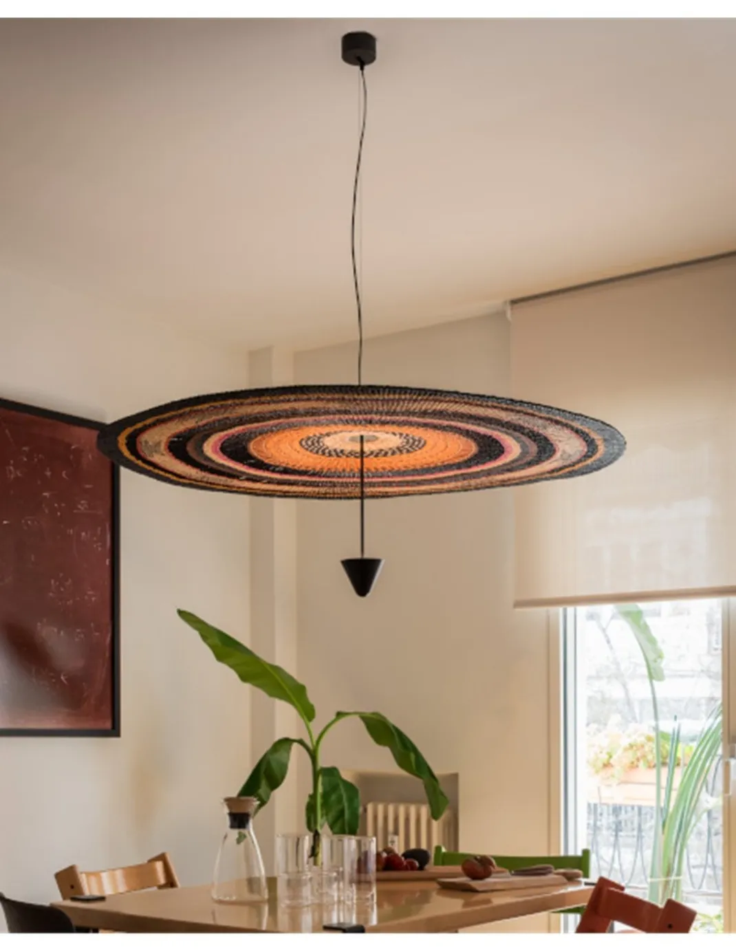 Lámpara colgante Gurunsi Single - PET Lamp - Pantalla de fibra natural “elephant grass”, lámpara artesanal