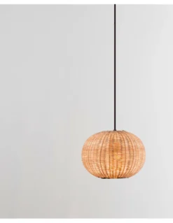 Lámpara colgante Haka - Faro – Pantalla de ratán circular, aspecto natural