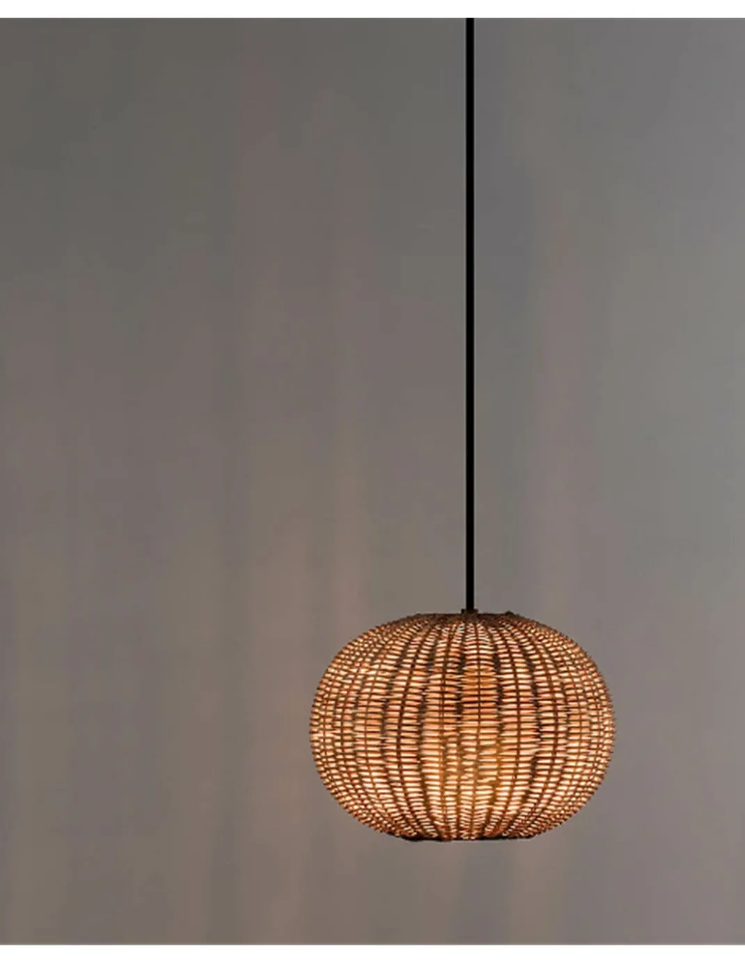 Lámpara colgante Haka - Faro – Pantalla de ratán circular, aspecto natural