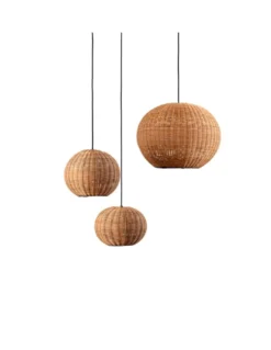 Lámpara colgante Haka - Faro – Pantalla de ratán circular, aspecto natural
