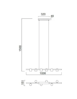 Lámpara colgante Ios – Mantra – 6 Focos orientables, Acabado blanco/negro