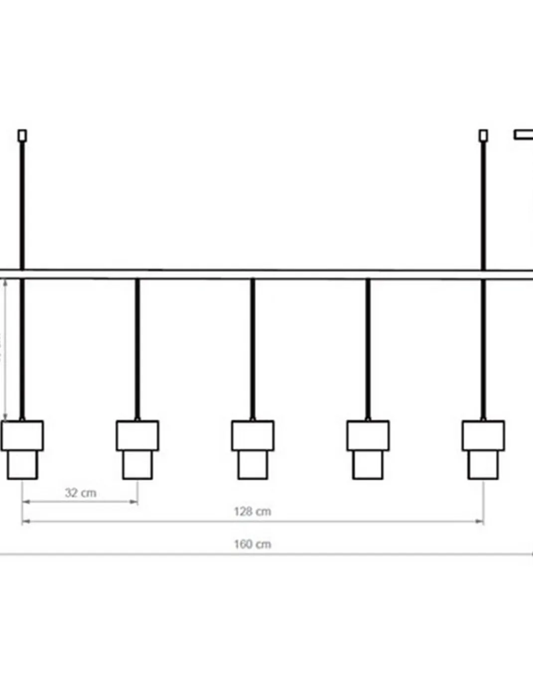 Lámpara colgante Kan – Luxcambra – Diseño horizontal, 5 luces, pantalla cotonet sand