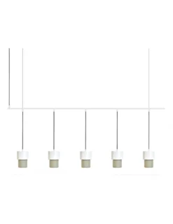 Lámpara colgante Kan – Luxcambra – Diseño horizontal, 5 luces, pantalla cotonet sand