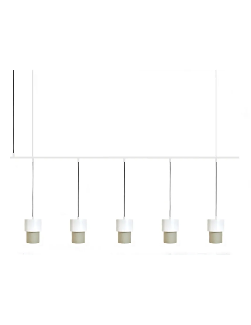 Lámpara colgante Kan – Luxcambra – Diseño horizontal, 5 luces, pantalla cotonet sand