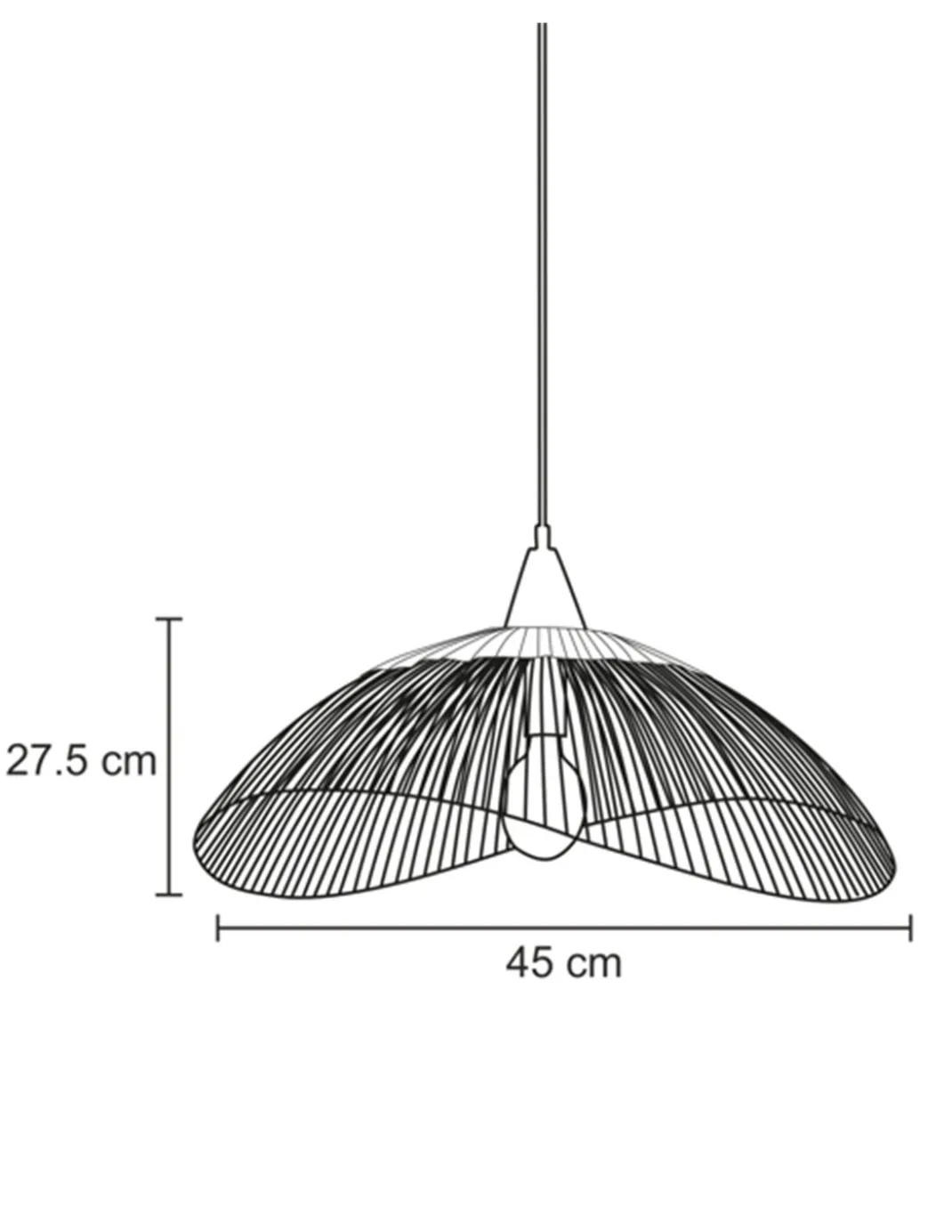 Lámpara Colgante Kasteli - IDP Lampshades - Lámpara de techo tipo sombrero / pamela, rejilla metal y ratán