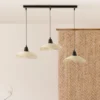 Lámpara colganteKasteli - IDP Lampshades - Diseño lineal con 3 luces, lámpara de mimbre