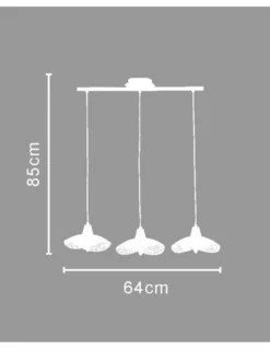 Lámpara colganteKasteli - IDP Lampshades - Diseño lineal con 3 luces, lámpara de mimbre
