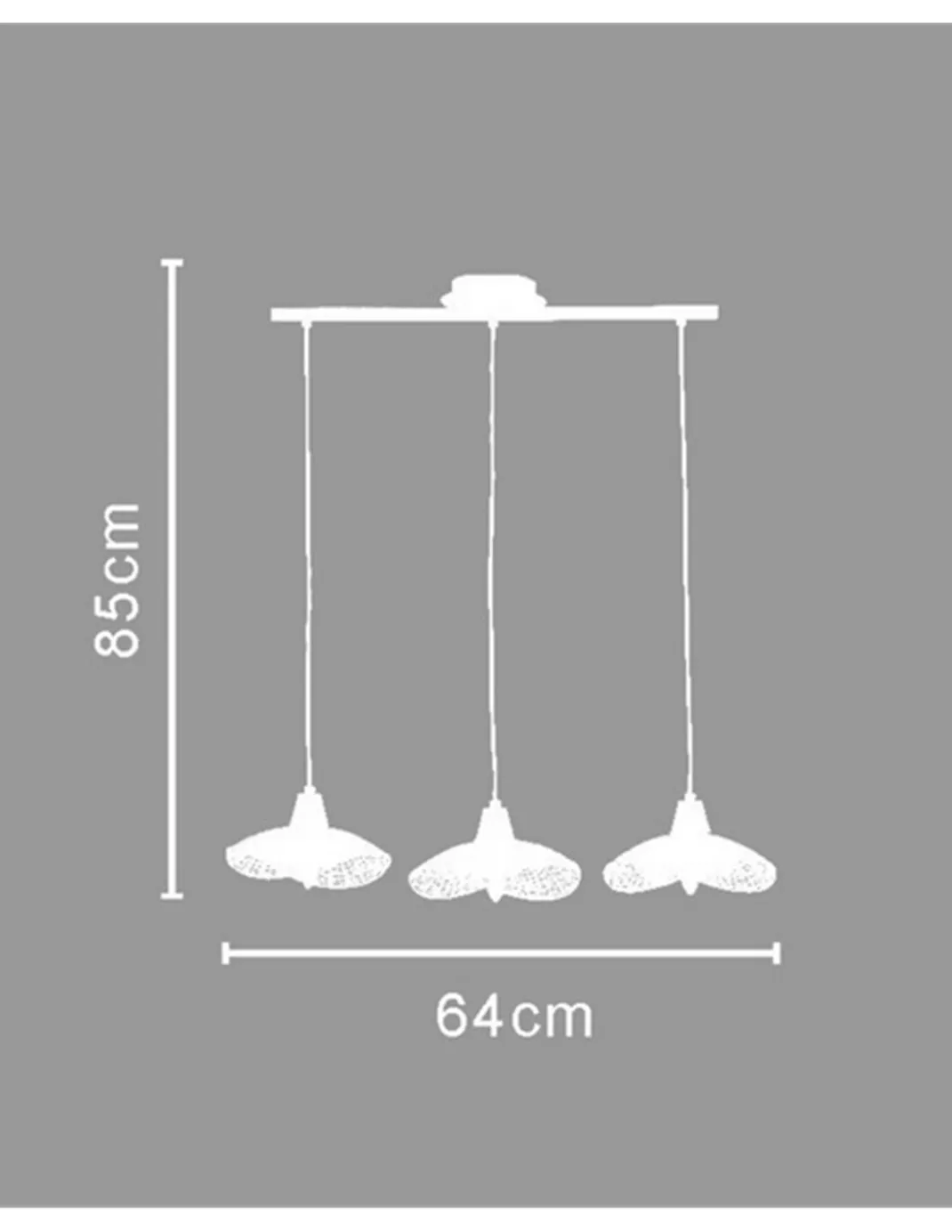Lámpara colganteKasteli - IDP Lampshades - Diseño lineal con 3 luces, lámpara de mimbre