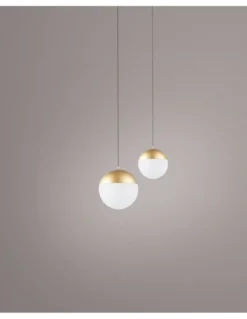 Lámpara colgante Kilda – Mantra – Pantalla esférica, disponible en blanco, negro y oro
