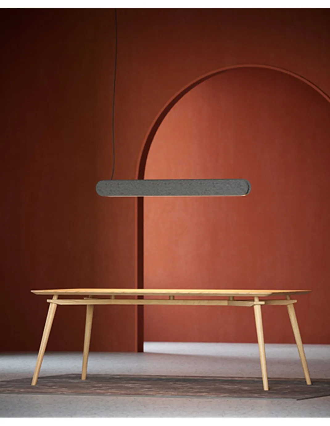 Lámpara colgante Kipu – Luz Negra – Lámpara lineal acústica fabricada en fieltro PET