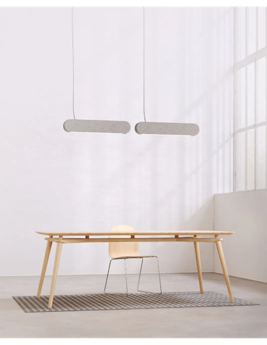 Lámpara colgante Kipu – Luz Negra – Lámpara lineal acústica fabricada en fieltro PET