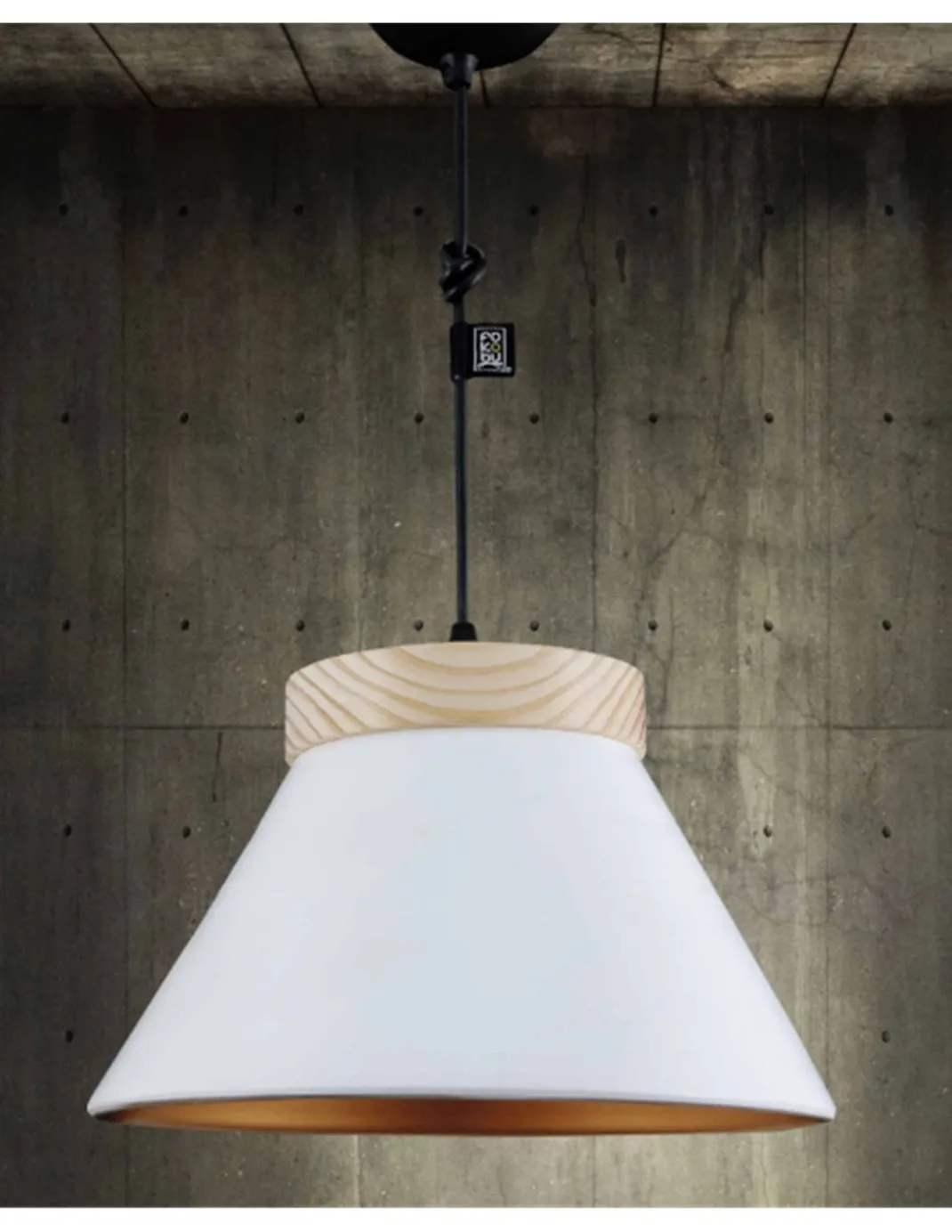 Lámpara colgante Legno - Fokobu - Lámpara nórdica de techo, madera y cerámica