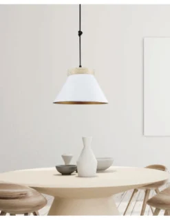 Lámpara colgante Legno - Fokobu - Lámpara nórdica de techo, madera y cerámica