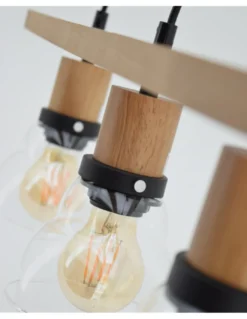 Lámpara colgante lineal Galywood - IDP Lampshades - Lámpara estilo nórdico y vintage de madera y cristal