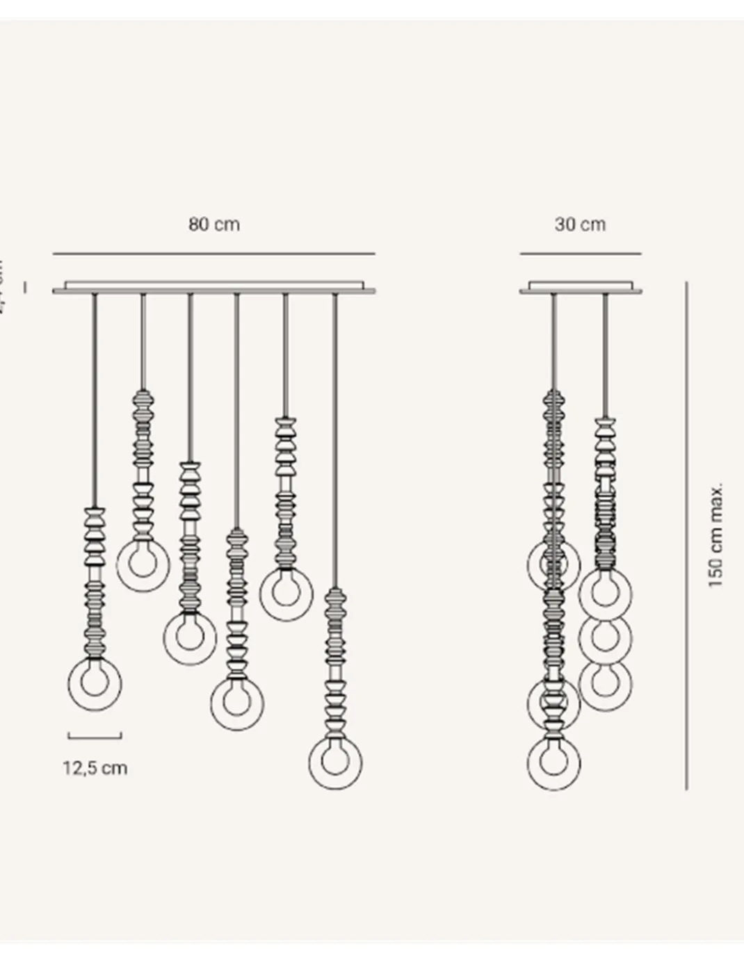 Lámpara colgante lineal Joselito – Fokobu – Lámpara decorativa de madera negra, 6 luces