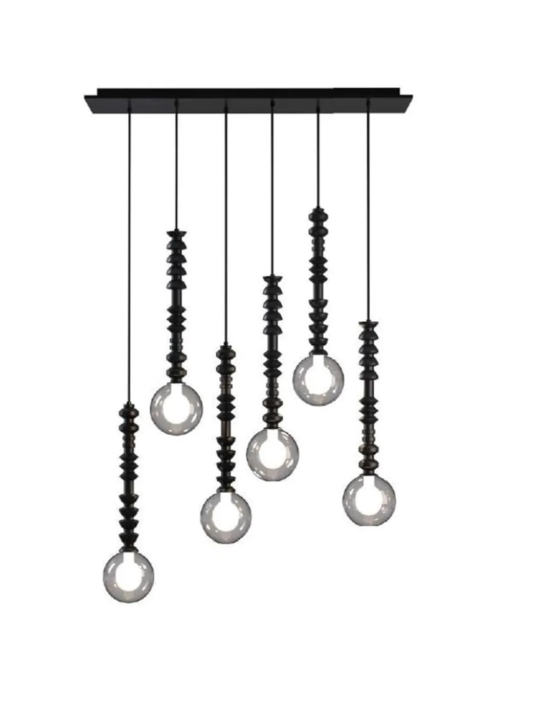 Lámpara colgante lineal Joselito – Fokobu – Lámpara decorativa de madera negra, 6 luces