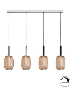 Lámpara colgante lineal Micrón – Schuller – Lámpara decorativa con 4 luces