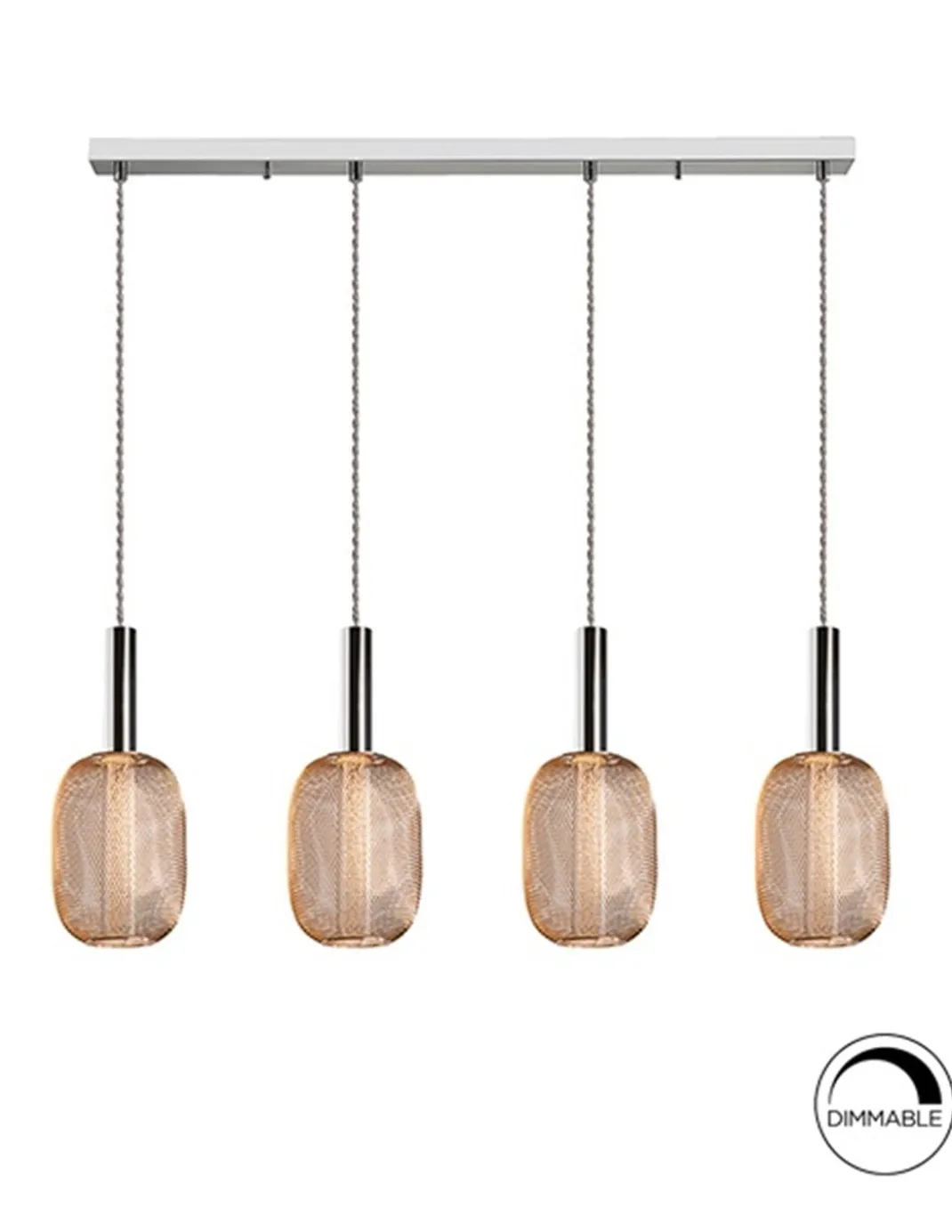 Lámpara colgante lineal Micrón – Schuller – Lámpara decorativa con 4 luces